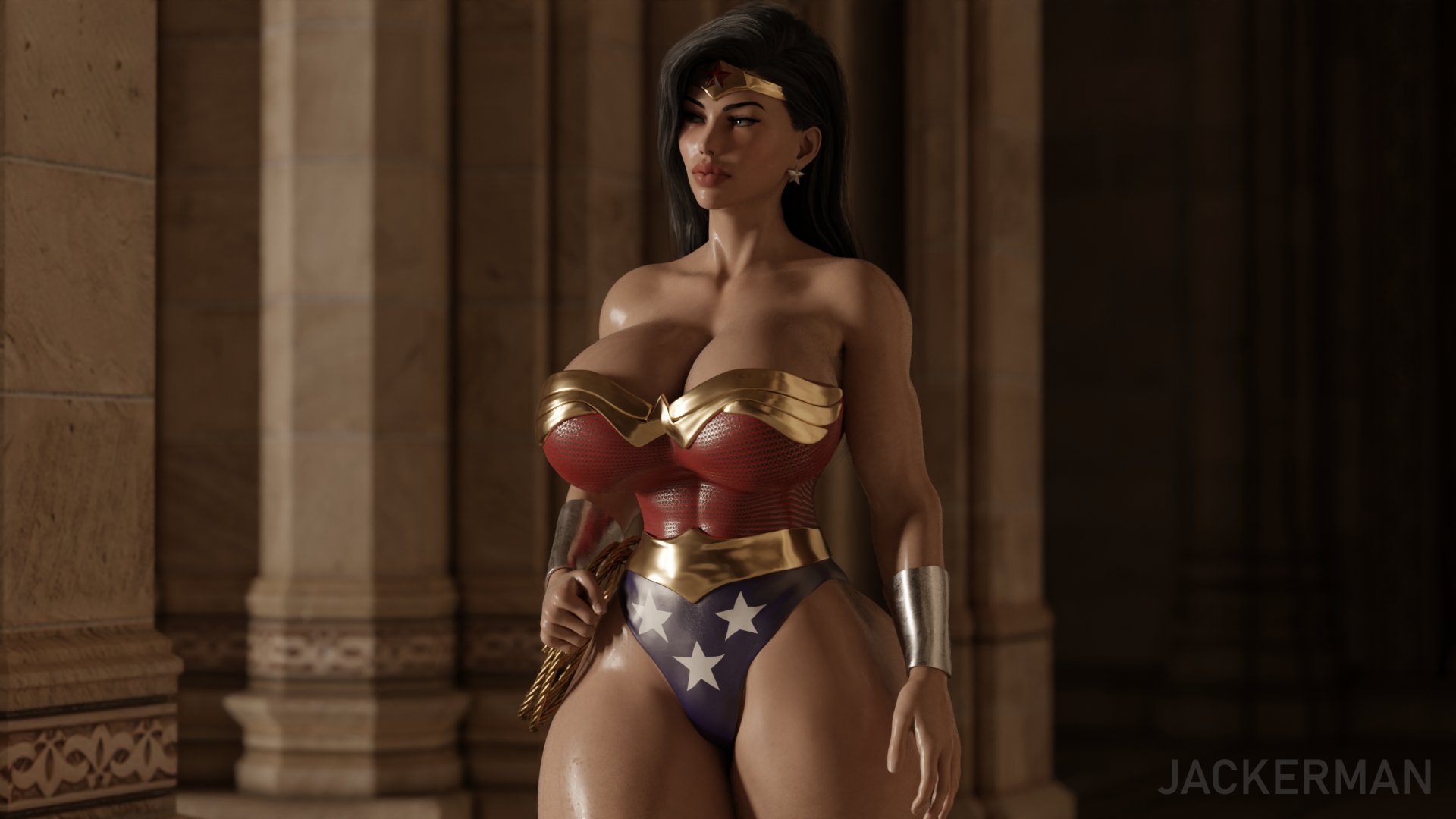 Wonder Woman, 3D, Cartoon, Sexy 