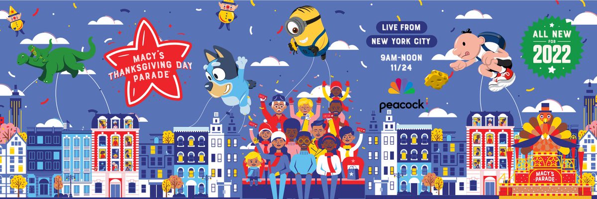 MacysParade2022's tweet photo. Make sure to watch the Macy's Thanksgiving Day Parade at 9am-Noon in all time zones on thanksgiving morning on NBC and streaming on Peacock or watch it live from the streets of NYC kicking off at 8:45am est!

#MacysParade @Macys https://t.co/LnaBYknXfK