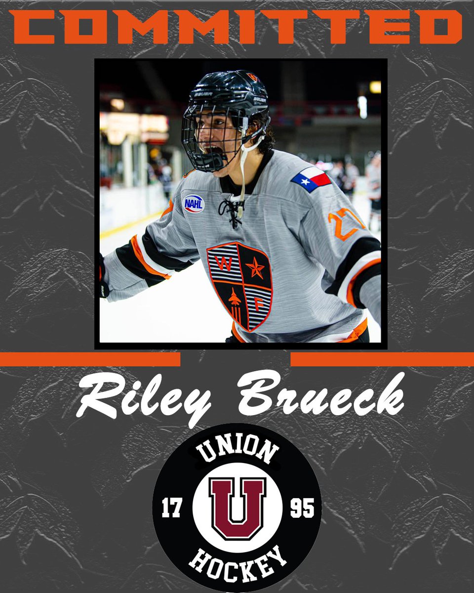 OKWarriors_NAHL's tweet photo. Congratulations to former Warrior Riley Brueck on his recent commitment to play DI hockey for Union College! #fightlikewarriors⚔️ https://t.co/F7SZxp64ry