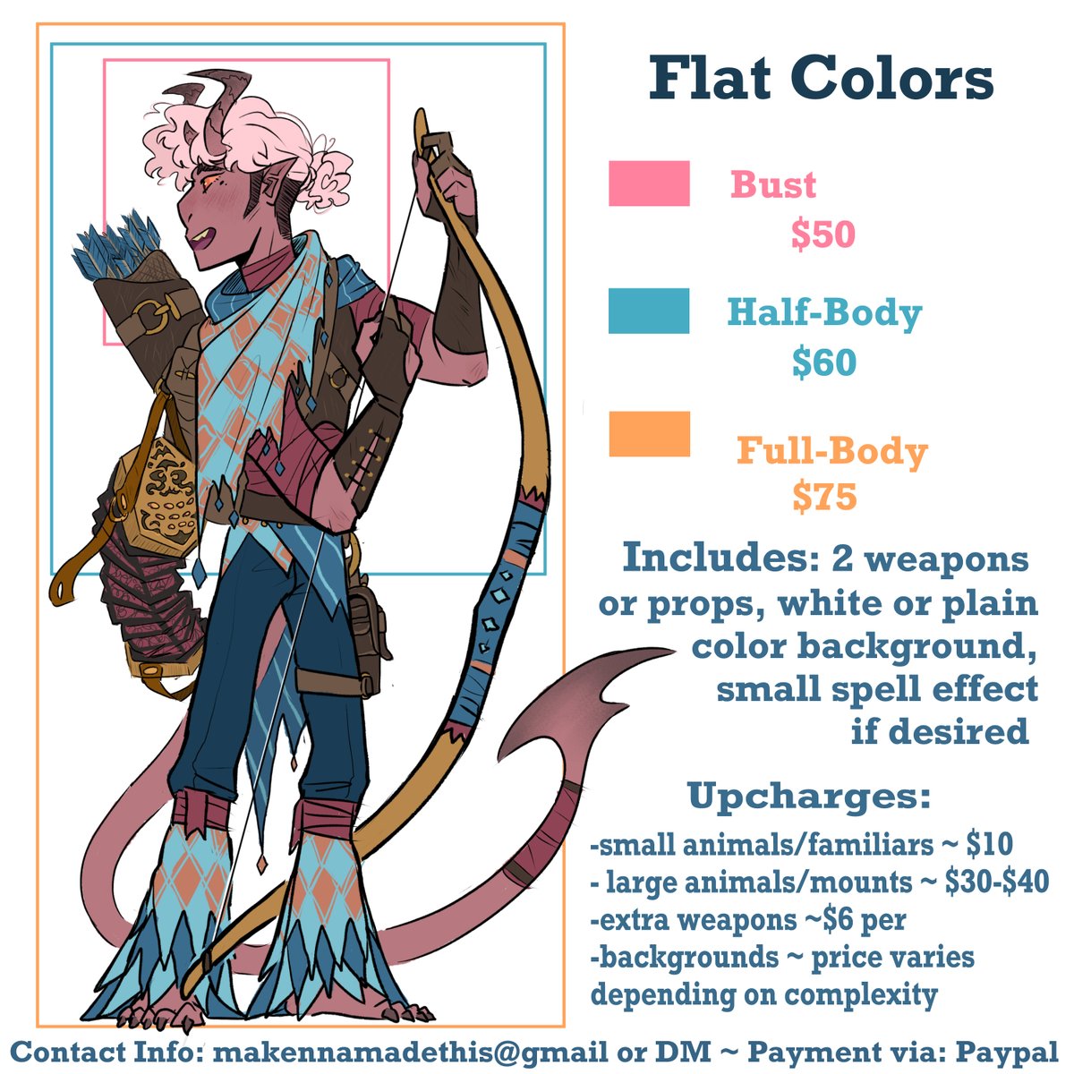 MakennaMadeThis's tweet photo. Whether a gift for a friend/party member or yourself, if you are wanting one in time for December/new years, lemme know soon!

(will draw player characters, npcs, ocs, or general character designs)

Contact: makennamadethis@gmail.com, DM, ko-fi 
(link in pinned tweet~) https://t.co/w9tHw1P5gC