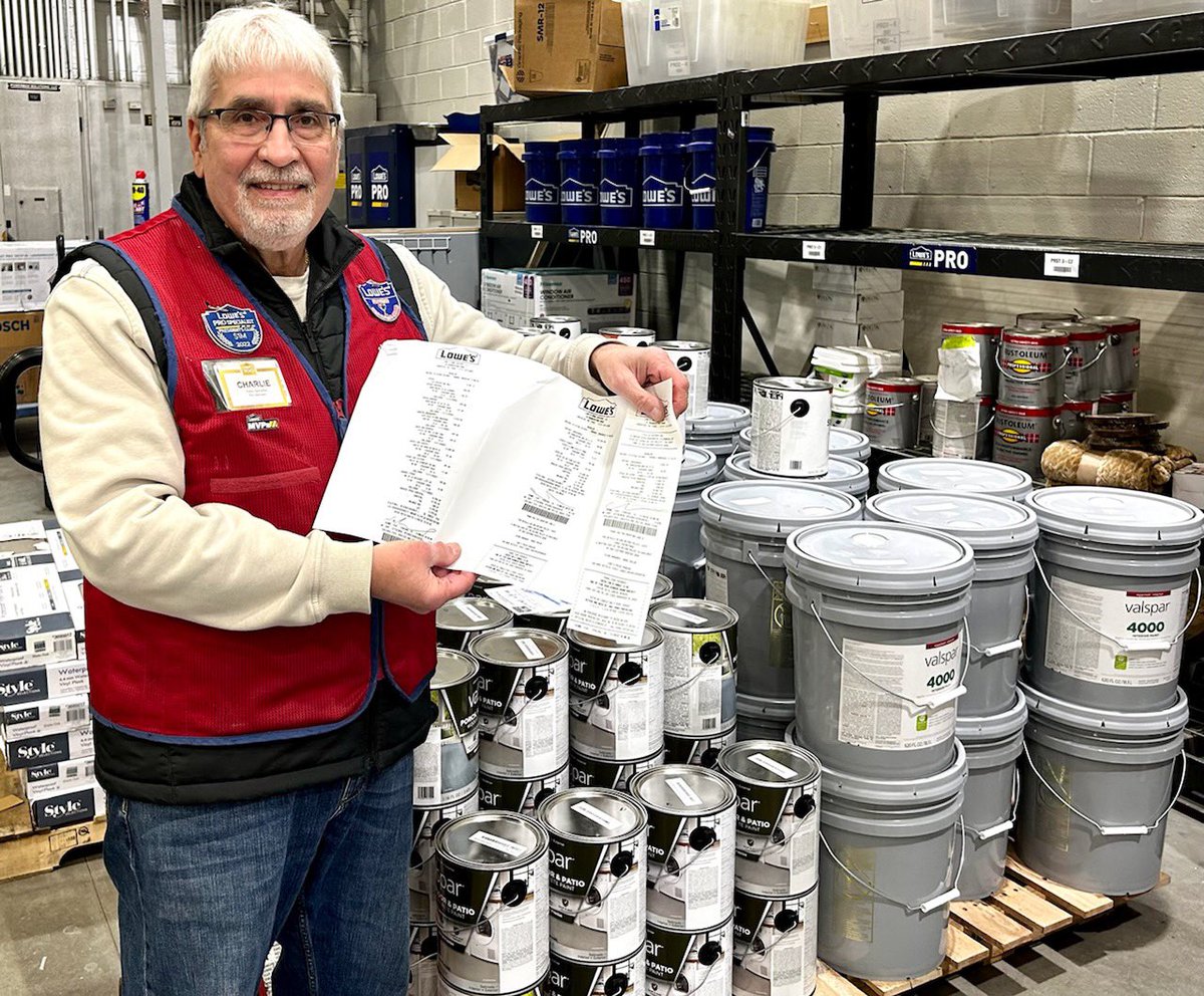 Let’s Go!! Pro specialist Charlie with a $28,000 sale. Flooring, lumber, plumbing… oh and 382 gallons of paint 🤷‍♀️ Way to go Charlie!! #Lowes1127 <a href="/BarbTaylor06/">Barb</a> <a href="/JHoffmann2207/">Joe Hoffmann</a> <a href="/DamonBennettR7/">DBennett</a> <a href="/BoltzBill/">Bill Boltz</a> <a href="/JoeMcFarland_/">Joe McFarland</a>