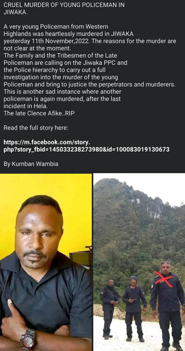 tambijr_4rmPNG's tweet photo. Another Policeman that was murdered in Banz, Jiwaka last week. https://t.co/laH2YtgoNq