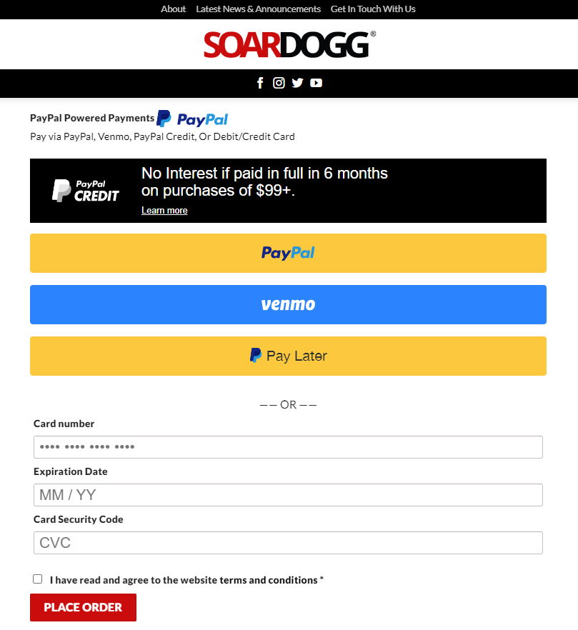 SoarDogg's tweet photo. 🔥🔥🔥FINALLY, We've successfully integrated some new payment methods. You can NOW pay via Paypal, Venmo, and Credit Card!🔥🔥🔥

You can also now finance your order with Paypal Credit / Pay Later! 😎 https://t.co/blYnSbQEFW