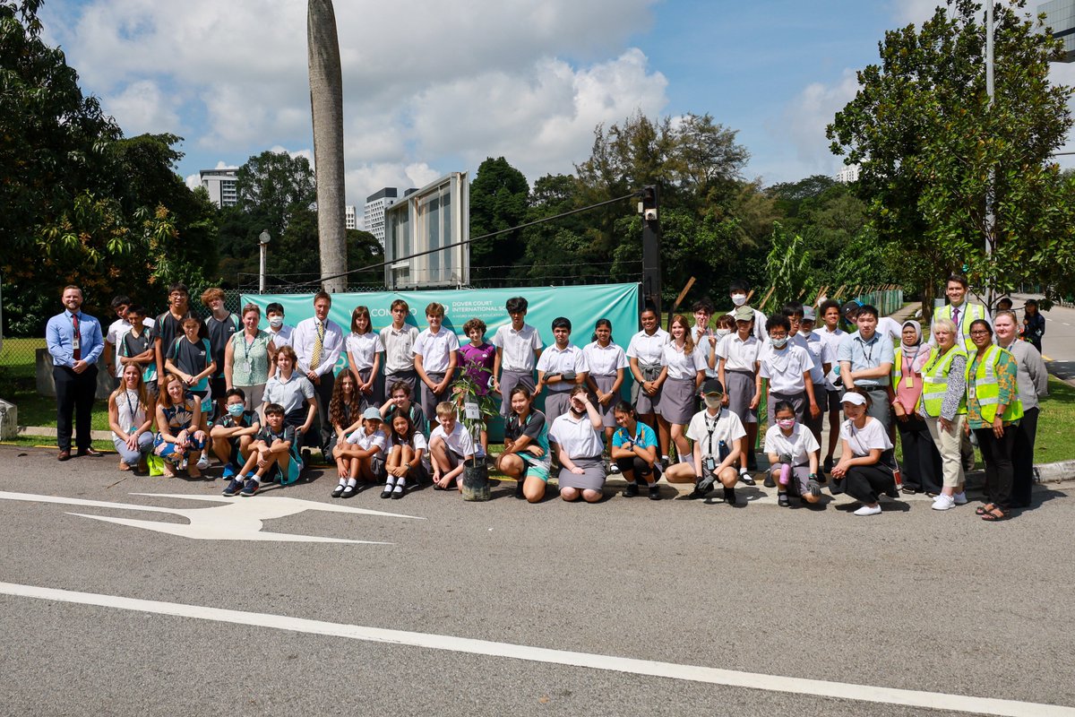doverct's tweet image. 50 Primary and 50 Secondary DCIS students planted 50 trees in front of the school under the guidance of @nparksbuzz and with the support of West Coast GRC MP, Rachel Ong and our leadership team as part of the #OneMillionTreesSG movement. #DCISsg #DoverCourtFifty #ClimateChangeSG