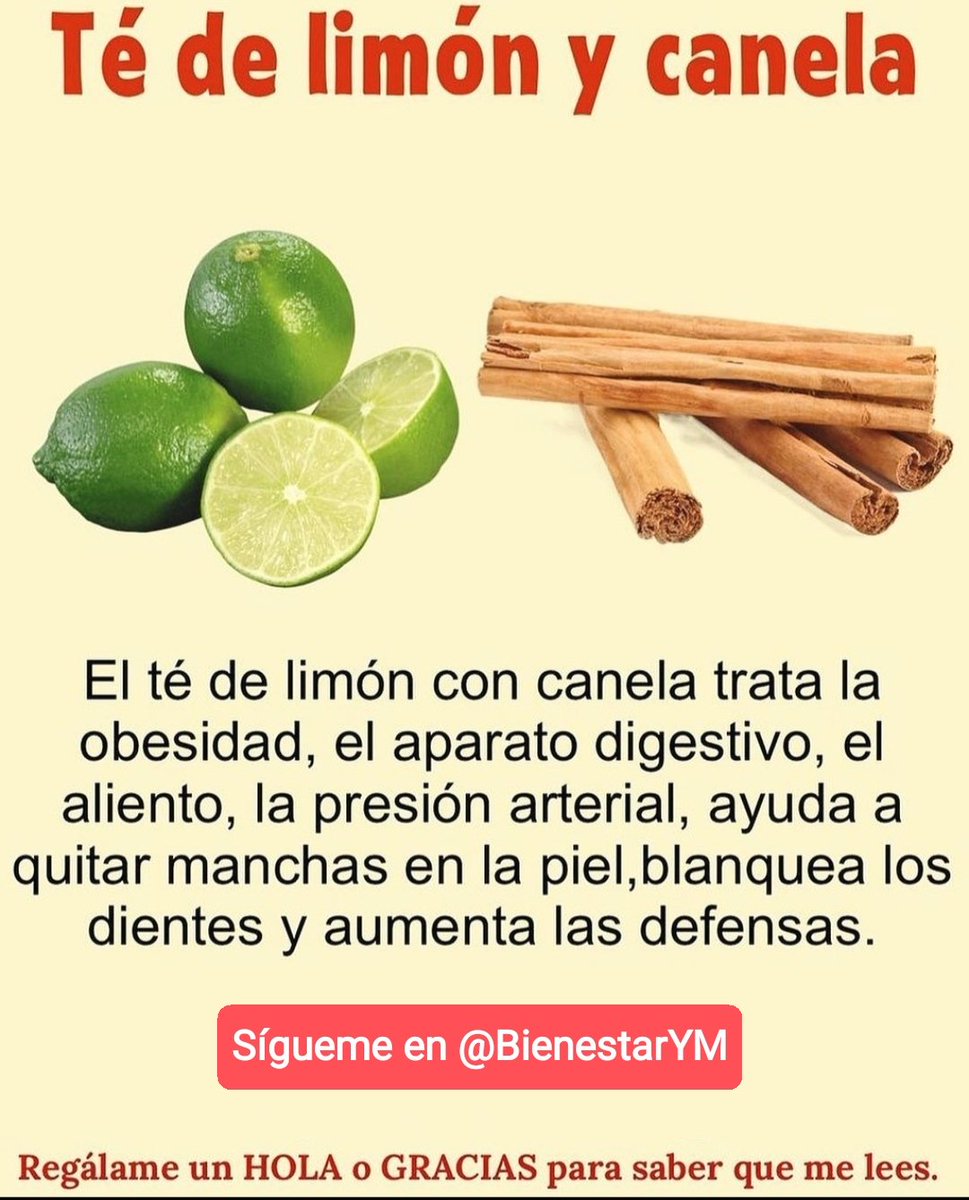 ✨💫🌿☀️Tip Saludable☀️🌿💫✨

Beneficios de Té de limón y canela.

*Regálame un Hola si me lees*