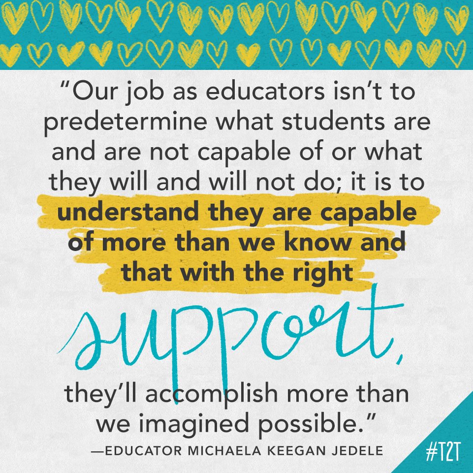 teacher2teacher's tweet photo. When you believe in your students, they believe in themselves, too.
(Inspiration via educator @michaela_keegan) https://t.co/tiSdB565Na