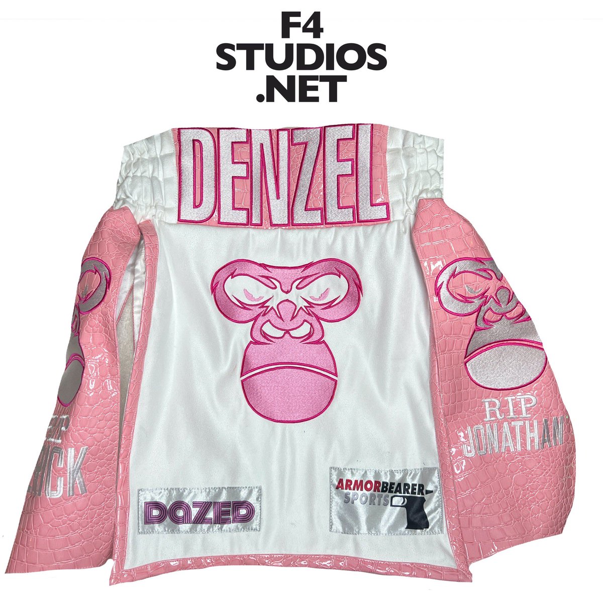 Custom Pink Gator / Suede Outfit for Denzel Whitley @denzelwhitley @whityourgirl #F4STUDIOS  #customboxingoutfits #boxingoutfits #boxingoutfit #customboxingkits  #boxinguniforms #boxingtrunks  #boxingshorts #boxeo #boxinggear #customboxinguniforms #ringattire  #denzelwhitley