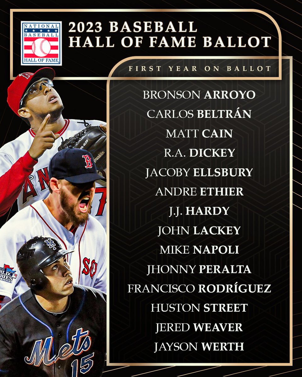 MLB's tweet photo. 14 new names on this year’s @baseballhall ballot. 

Which ones would you vote in? https://t.co/dk6Gl7n4HH