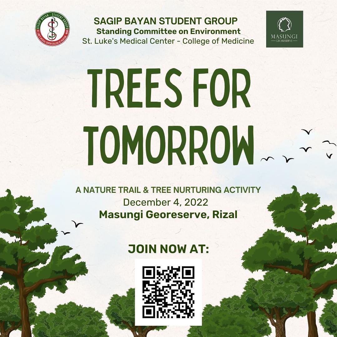 slmccmwhqm's tweet photo. Nurture trees for tomorrow! ๐ณ
What: Tree Nurturing Activity
When: December 4, 2022
Where: Masungi Georeserve
Registration fee: Php 350 (Php 1,500+ worth of inclusions)
Last day of registration: November 29, 2022
#SLMCCM #Lukandoit #GalingngLukan
#TreePlanting #TreeNurturing https://t.co/vAZn900Yiu