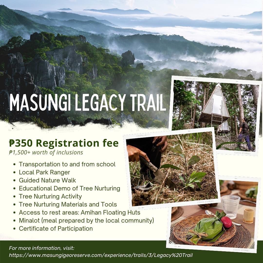 slmccmwhqm's tweet photo. Nurture trees for tomorrow! ๐ณ
What: Tree Nurturing Activity
When: December 4, 2022
Where: Masungi Georeserve
Registration fee: Php 350 (Php 1,500+ worth of inclusions)
Last day of registration: November 29, 2022
#SLMCCM #Lukandoit #GalingngLukan
#TreePlanting #TreeNurturing https://t.co/vAZn900Yiu