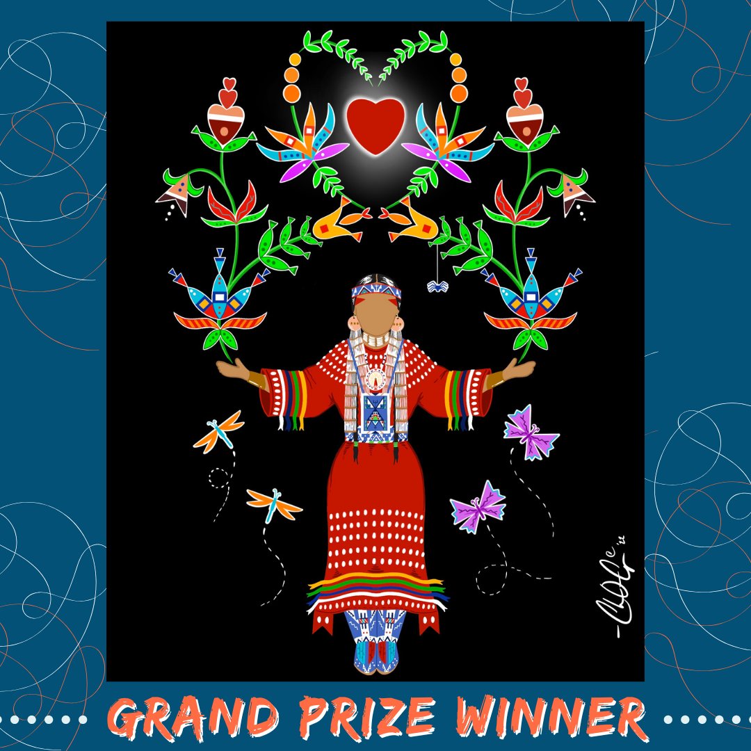 Center4Native's tweet image. 2022 Grand Prize Winner is Chelysa Owens-Cyr, 23 from Fort Peck Assiniboine &amp;amp; Sioux, Pasqua First Nations Plains Cree &amp;amp; Saulteaux
#CreativeNative