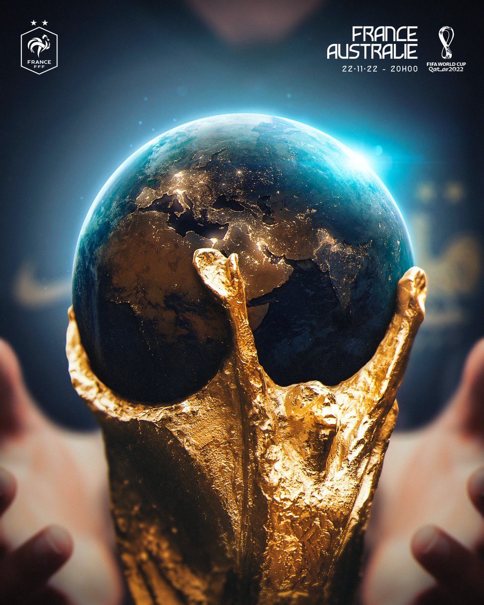 equipedefrance's tweet photo. 𝐿𝑒 𝑚𝑜𝑚𝑒𝑛𝑡 𝑒𝑠𝑡 𝑣𝑒𝑛𝑢 🏆🙌
Notre 𝐂𝐨𝐮𝐩𝐞 𝐝𝐮 𝐌𝐨𝐧𝐝𝐞 commence aujourd'hui !

🇫🇷🇦🇺 - 20H - @TF1 📺 

#FRAAUS | #FiersdetreBleus https://t.co/0vZZCUychE