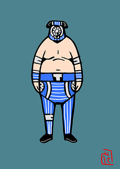 「マスクドダイヤルフォン。カラバリ。#プロレスラー #覆面レスラー #プロレス#マ」|花小金井正幸＠喫茶宝石箱での個展。2023年開催予定のイラスト