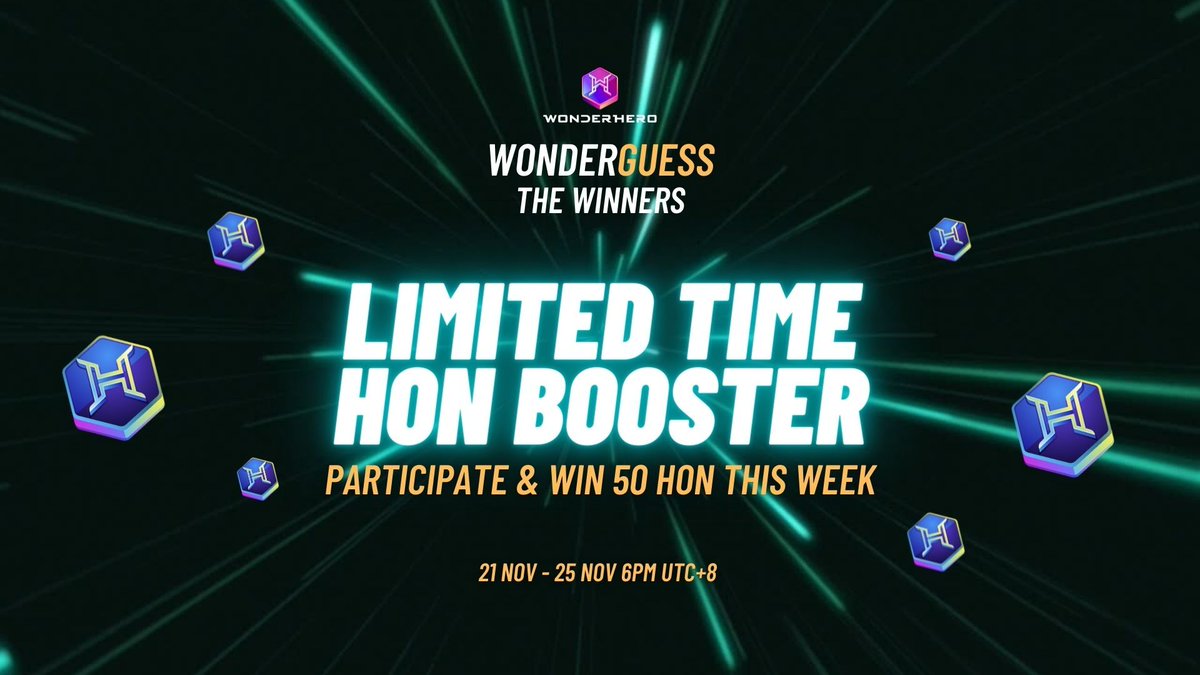 Wonderhero_io's tweet photo. Participate in this week's #WonderGuess to earn 50 $HON and a chance to win in our next Livestream lucky draw!
📅 Ends on 25 Nov 6 pm UTC+8.
Don't miss it!
👉Round 4: https://t.co/5BrlTaXGo9
Details: https://t.co/rArcnJYioz https://t.co/ZinWlrpTNm