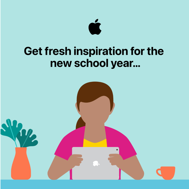 AppleEDU's tweet photo. Start the new year with Apple’s Back to School Learning Series. With practical tips and hands-on tutorials, you’ll learn new ways to inspire your students, foster creativity and make any lesson more engaging with Apple technology.