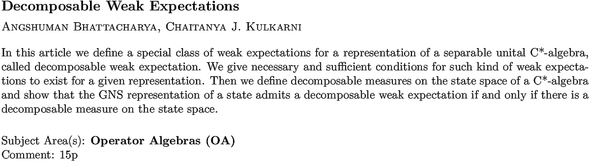 arxiv.org/abs/2211.10220…
A Bhattacharya, C J Kulkarni
Decomposable Weak Expectations