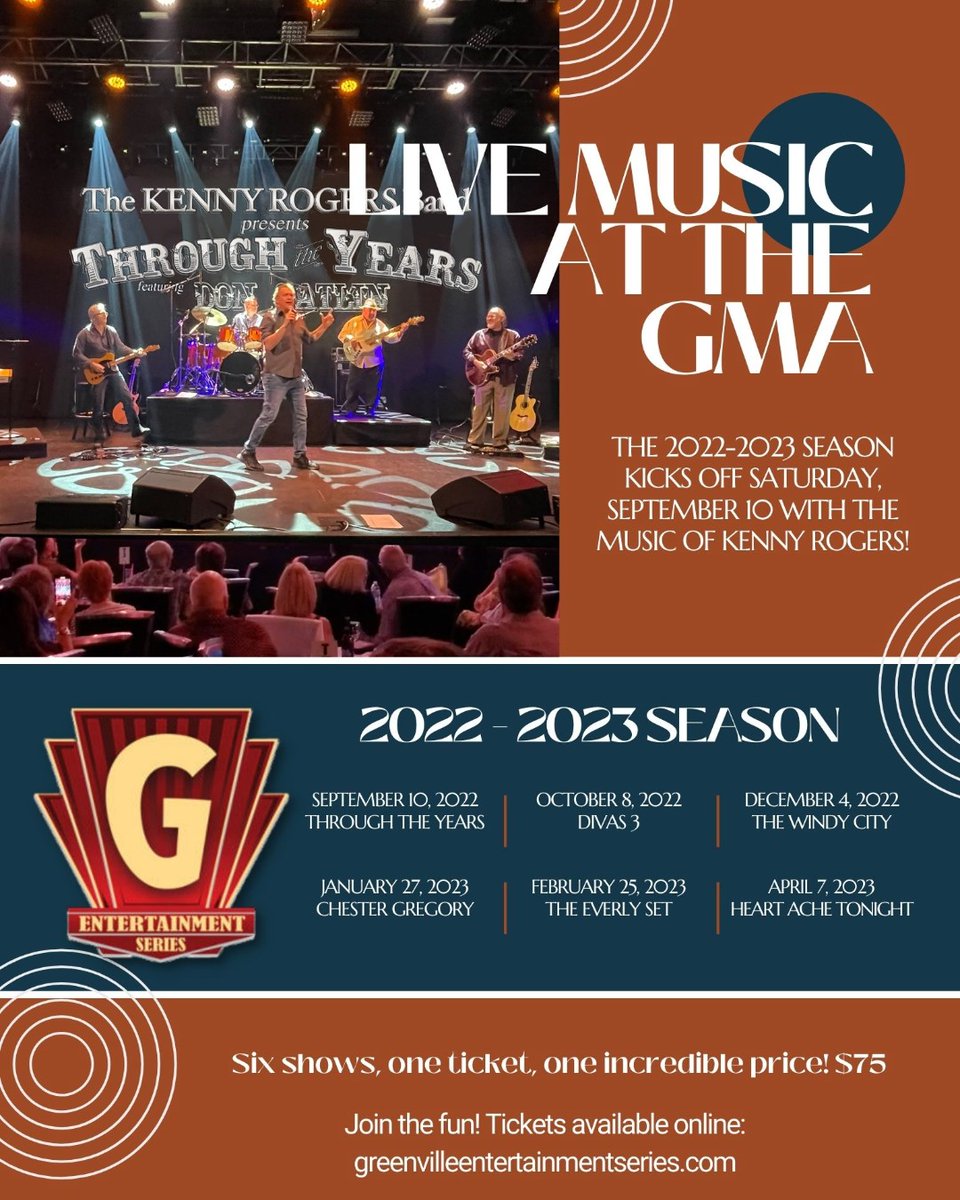 Greenville Entertainment Series has a superb lineup this season.  Don't miss out on getting your series tickets: greenvilleentertainmentseries.com