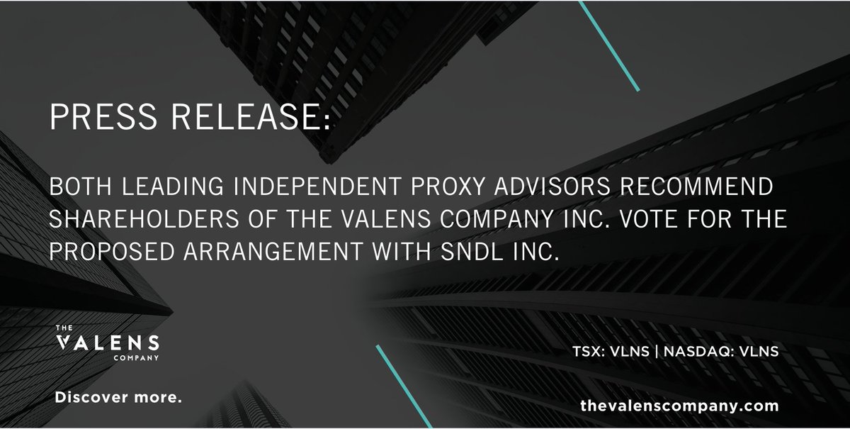 Press release // Click the link to read more about the independent proxy advisors' vote for SNDL agreement.

thevalenscompany.com/press-releases…