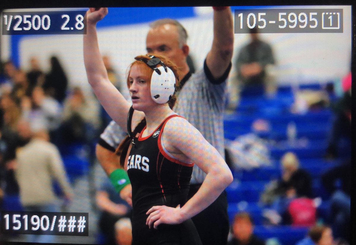 ConSports2's tweet photo. West Branch’s Emmersen Thomas becomes the first Bear to win a sanctioned girls’ wrestling tournament after winning the 115B championship bout by fall in 1:20. @WBTimes @wb_boosters https://t.co/kdl0knfZnn