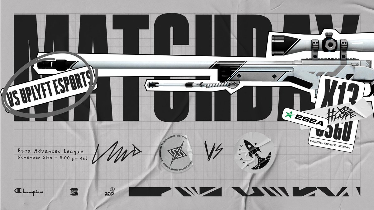 [#X13CSGO]

Looking for the rebound! We're getting back on the server for the second time tonight after a short break to take on <a href="/UplyftGG/">Uplyft Esports</a> in ESEA Advanced!

Let's take a W tonight! 

⏰: 9PM EST
🎙: <a href="/cernersandals/">Conner Rhodes</a>
📺: IN REPLIES

#X13HYPE