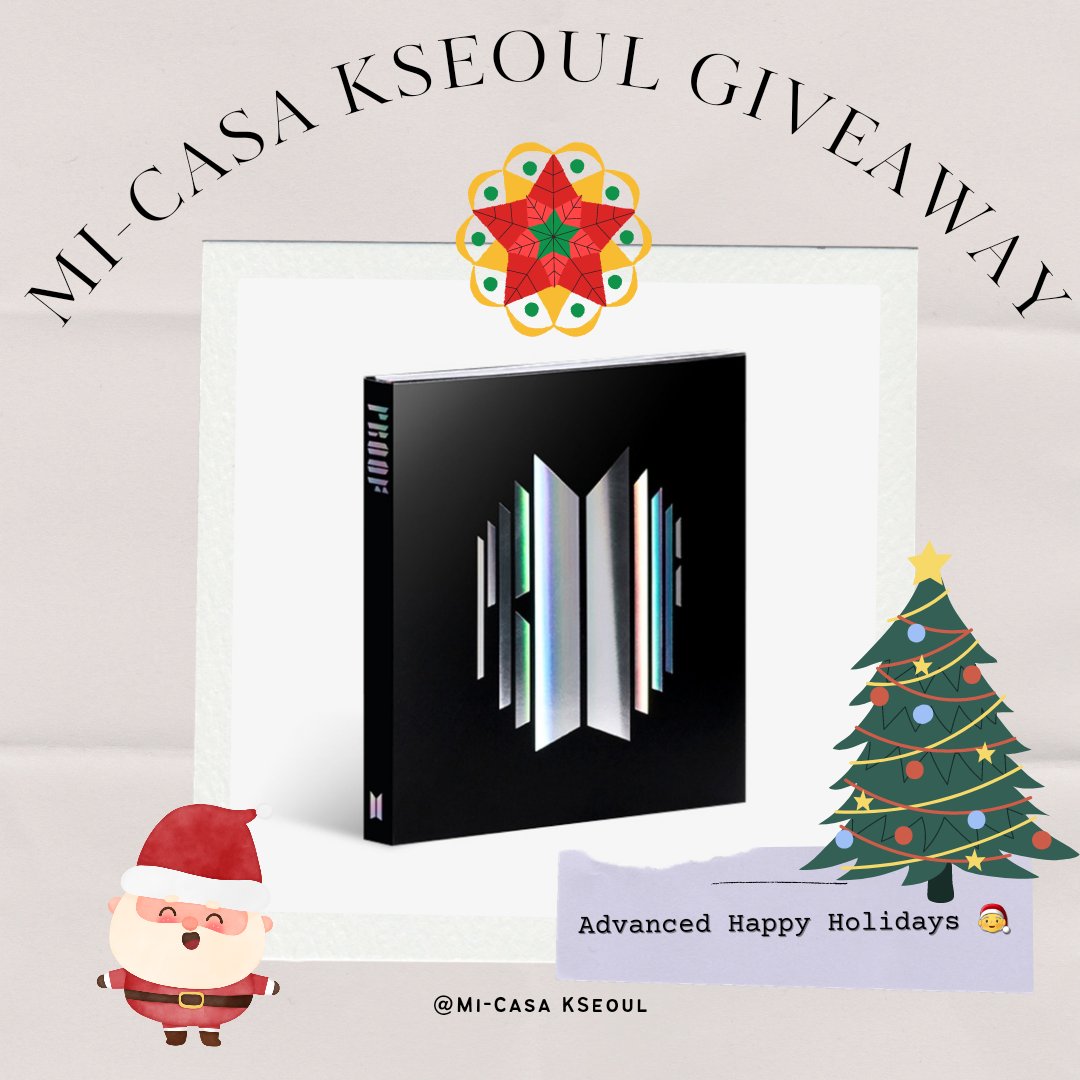 MiCasaKS_PH's tweet photo. #MiCasaKS_GA 
Let's enjoy the Holiday Season 🎅🎉💜
It's Time for a GIVEAWAY🎉 

1 winner of BTS PROOF Compact Edition (Sealed)  

✔Follow 
✔Like &amp; RT
✔tag atleast 2 mutuals 

🚛Winner will shoulder SF 
🎉Announcement on Dec 25, 2022
🇵🇭 PH only 

Goodluck Everyone! 😊💜 https://t.co/9n6kvlviez