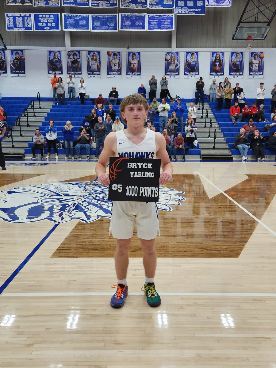 Congrats to senior Bryce Yarling on becoming the 6th boys basketball 1,000 point scorer in school history! #GoMohawks