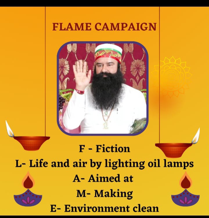 InsaanRani's tweet photo. Saint Gurmeet Ram Rahim Ji initiated “FLAME” Campaign in which millions pledged to light earthen lamps daily at their homes in the morning and evening #LightUpLives https://t.co/kNhGaHdtRz