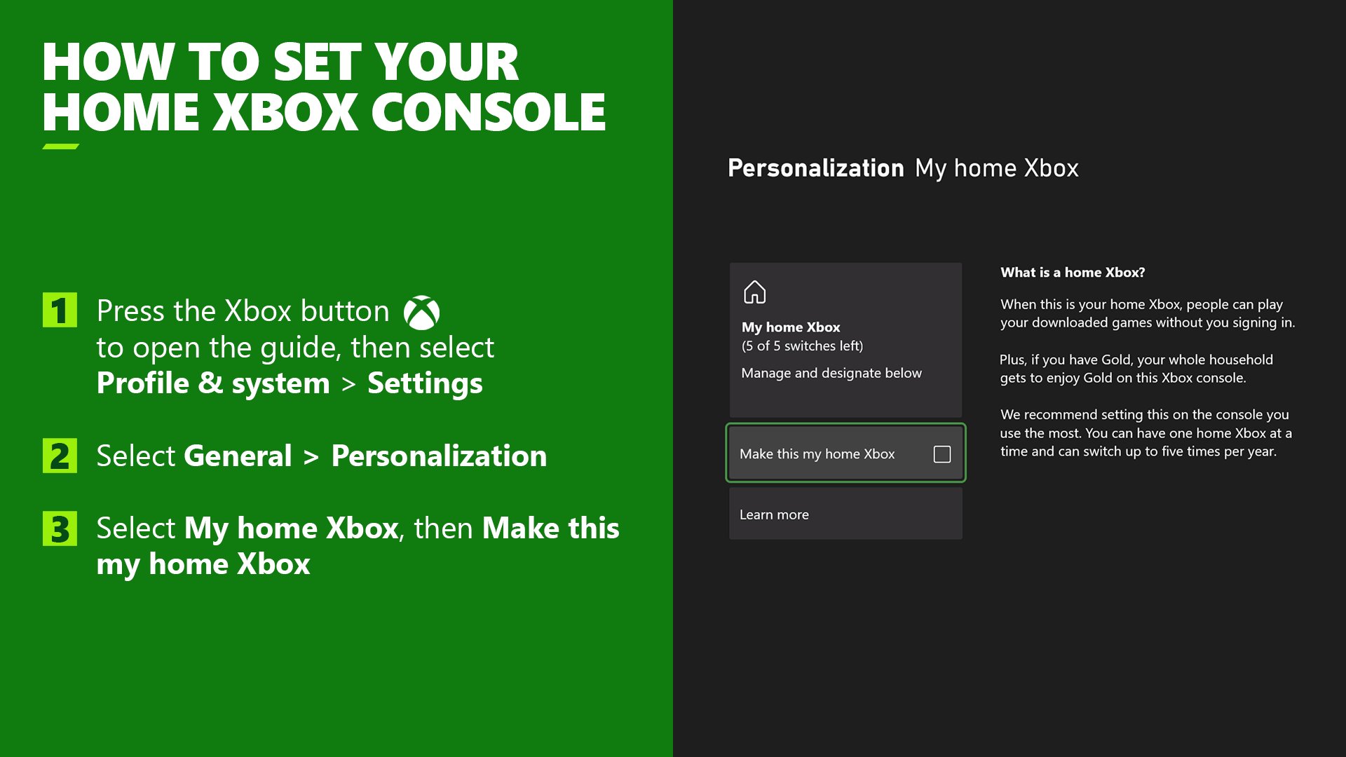 Home xbox setting discount
