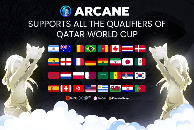 Arcane_Brasil's tweet photo. #QatarWorldCup2022 começou! 🔥🔥

$ARC está apoiando #QatarWorldCup2022 e todas as seleções participantes da #CopaDoMundo2022  e esperamos que seja uma boa edição. 🏆🚀

#FIFA  #Brasil #jogos #NFT #GameFi #Playtoearn #gamers #criptomoedas https://t.co/wlpcZ8Mdf7