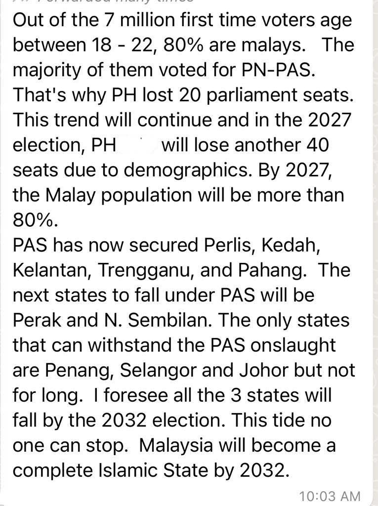 sitikasim's tweet photo. Warned abt this in my articles &amp; speeches. No 1 takes a blind notice. I can see its coming &amp; its happening. Why do u think I threw myself in2 d gauntlet wid manifesto on Separation of Religion frm govt? If r politicians dont tackle dis bwashing in our edu system, v r doomed.#GE15 https://t.co/HwgEz2MXLp