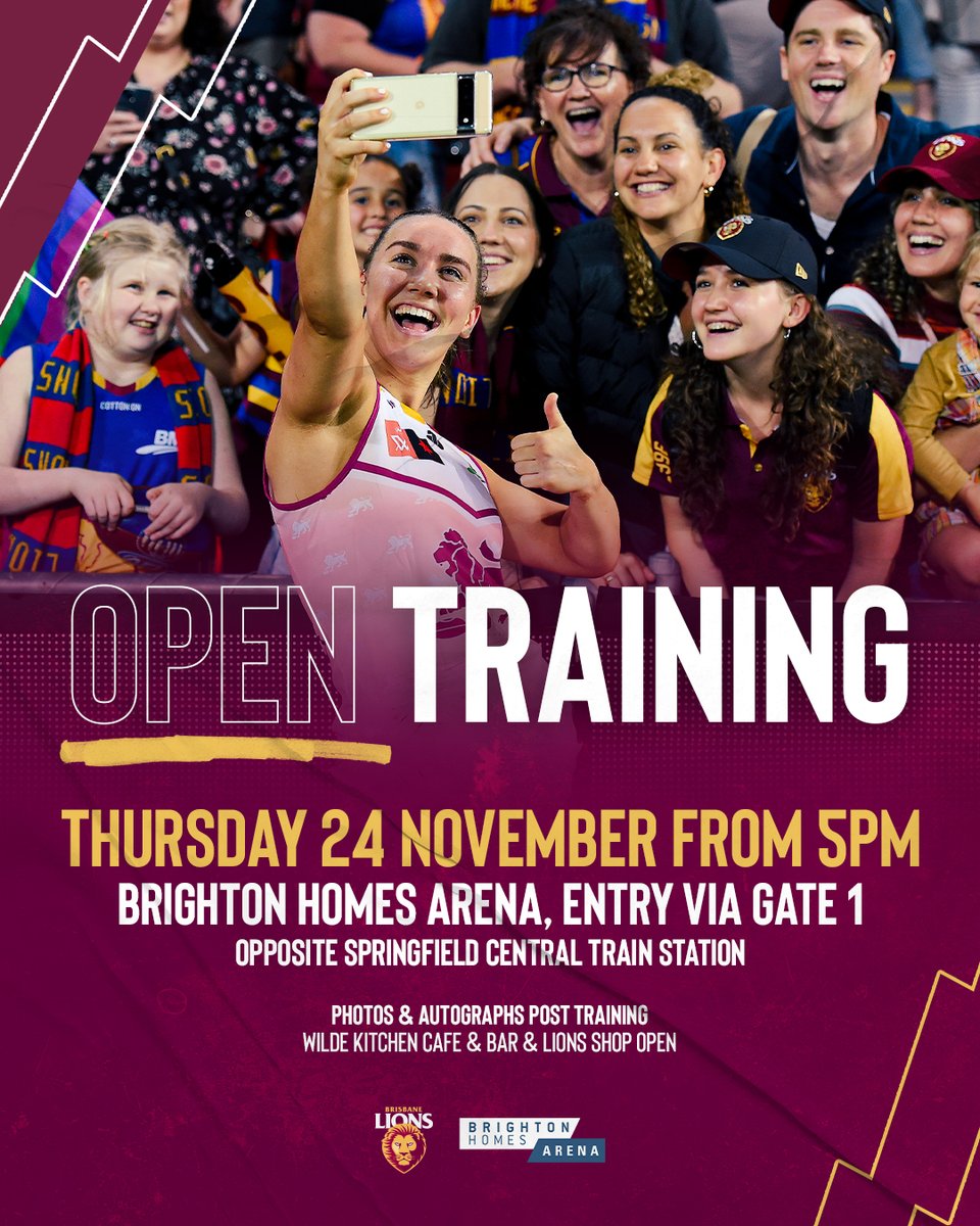 We're opening the doors to Brighton Homes Arena this Thursday night! 

Come and cheer our girls on ahead of our historic Season 7 Grand Final and get your first taste of Wilde Kitchen Cafe and our new home. RSVP here 📲 brislions.com/3GAEE8l