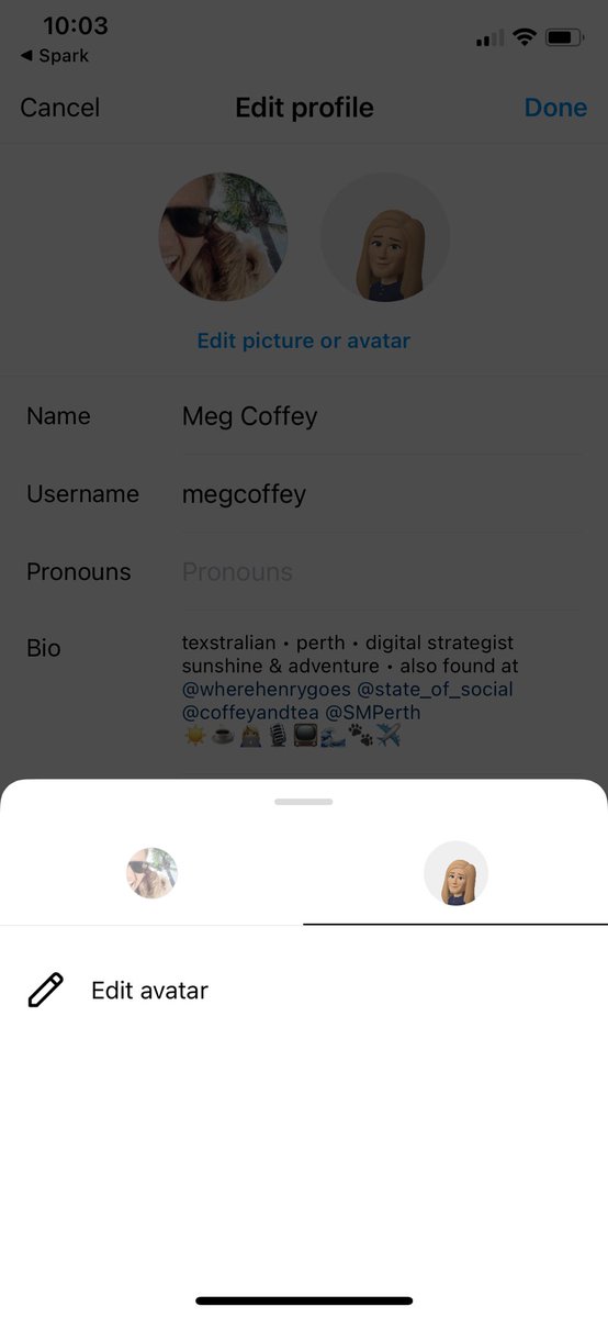 #NewToMe // When editing profile on Instagram, option to edit profile photo or avatar now available. 

Have you seen this yet?