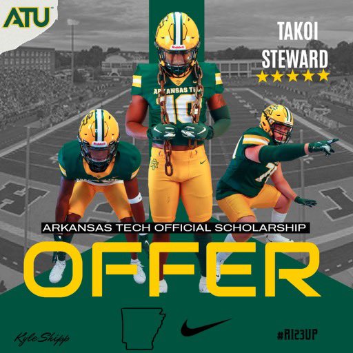 . (@takoisteward) on Twitter photo After a great talk with <a href="/CoachMJenkins/">Coach Mike Jenkins</a> Iβm blessed to receive my second offer from Arkansas Tech University After a great talk with <a href="/CoachMJenkins/">Coach Mike Jenkins</a> Iβm blessed to receive my second offer from Arkansas Tech University