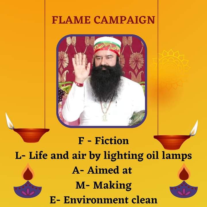 #LightUpLives Flame campaign was recently started by Saint Dr. @Gurmeetramrahim Singh Ji, under which lamps are to be lit at home in the morning & evening. So that the atmosphere of the house is pure & a positive energy is transmitted. So we all Start our day by lighting a lamp.