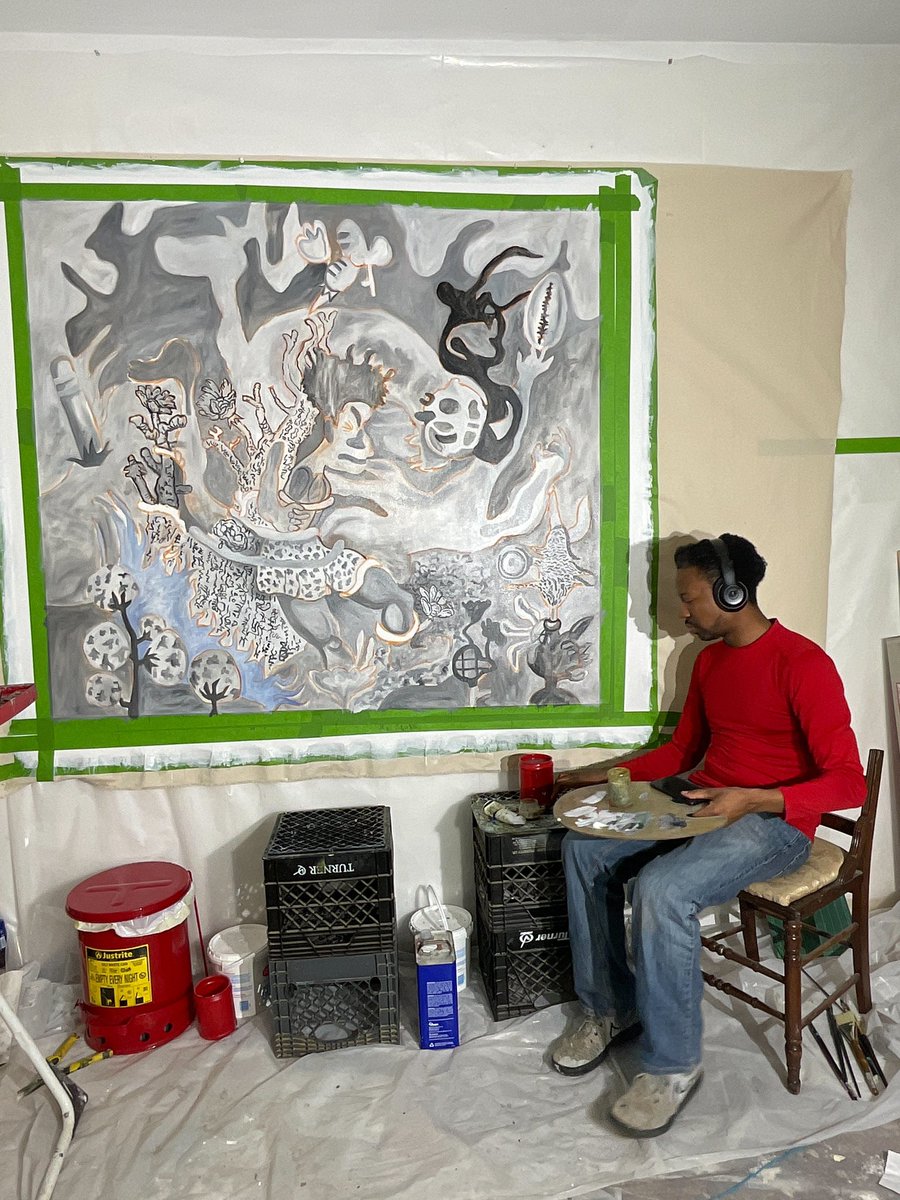 I working on my underpainting tonight. I’d like to be close to adding color by the end of the month. It really depends on how the paint dries. It has at least two more monochrome sessions to go. There are no worries when I’m making art😎#nftcommunity