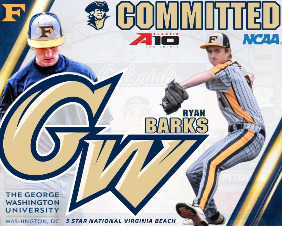 5StarNationalMA's tweet photo. Congratulations to Ryan Barks (Hickory HS, Chesapeake) on his commitment to George Washington University to play baseball for the Colonials! Let’s gooo! #whosnext #5starvb  #5starnational #gwbaseball #colonials #MaFia #MafiaBaseball https://t.co/pXM5A5i2Qy