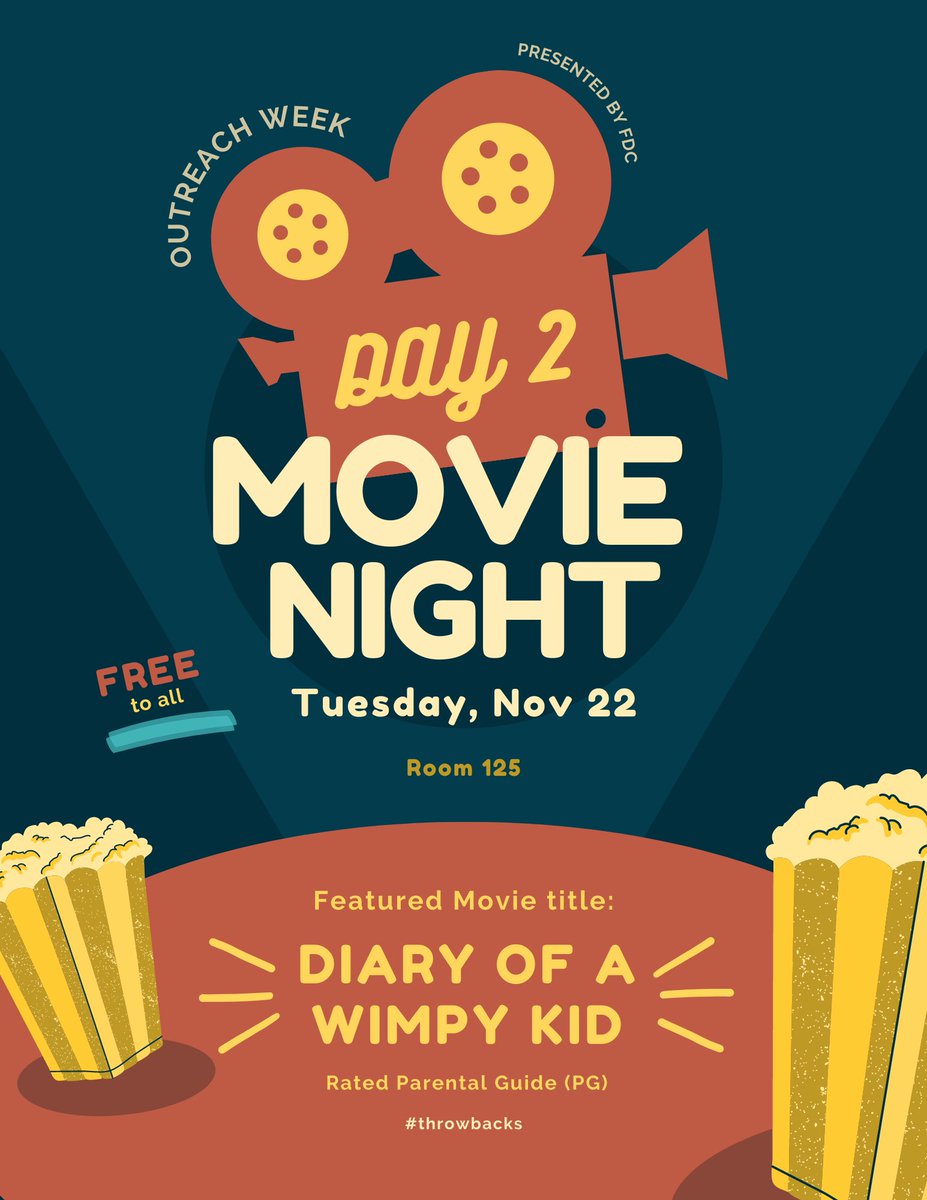Day 2 of outreach week is a movie night. To stick with our throwback theme, we will be watching Diary of a Wimpy Kid! Come join us in room 125 on Tuesday, Nov 22. #sbaway #Catholic #faith #Christianity