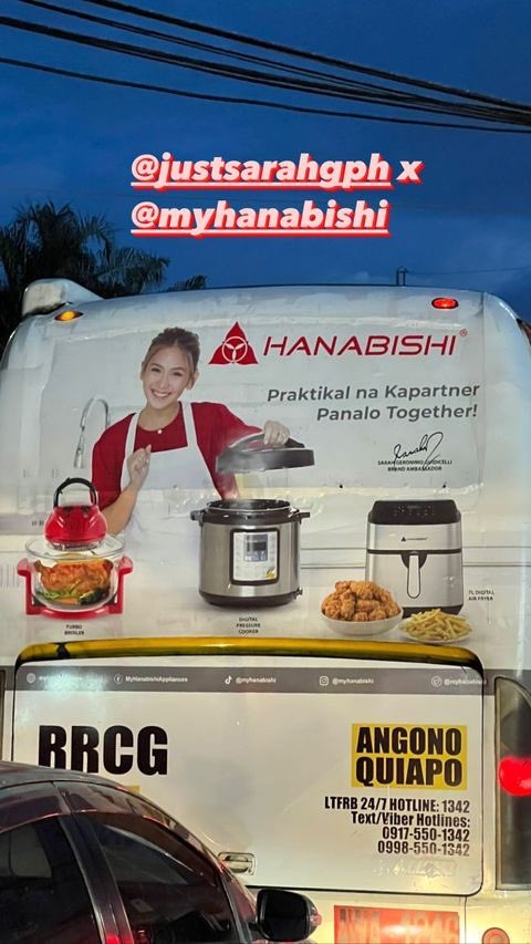 MyHanabishi's tweet photo. Spot Hanabishi x @JustSarahG bus ads around the metro! Don’t forget to post and tag us, Mga Kapartner! ❤️ https://t.co/RvIK5mdWRl