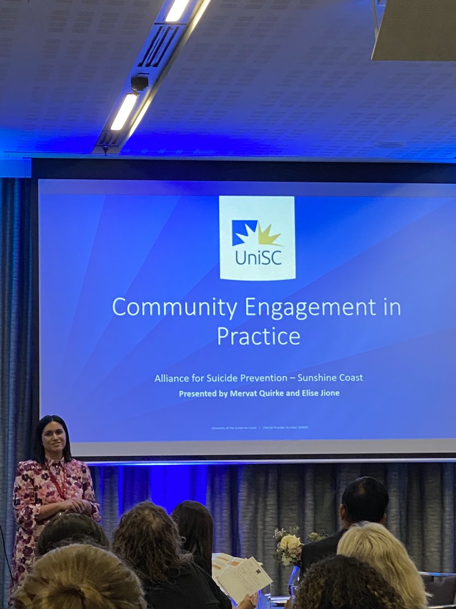 EngagementAust's tweet photo. The idea of universities as 'anchors' in community was demonstrated by the Alliance for Suicide Prevention. The collaboration between Uni SC and the community sector, their Head, Heart, Hand engagement model built trust and has seen over 17,000 benefit from Alliance initiatives. https://t.co/5qGCIktnA4