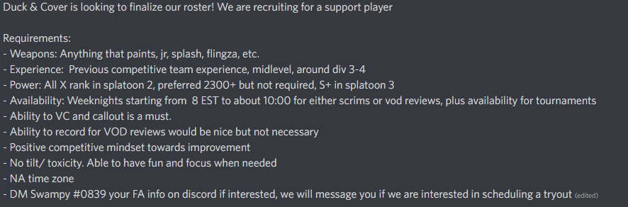 We are still looking for a support player