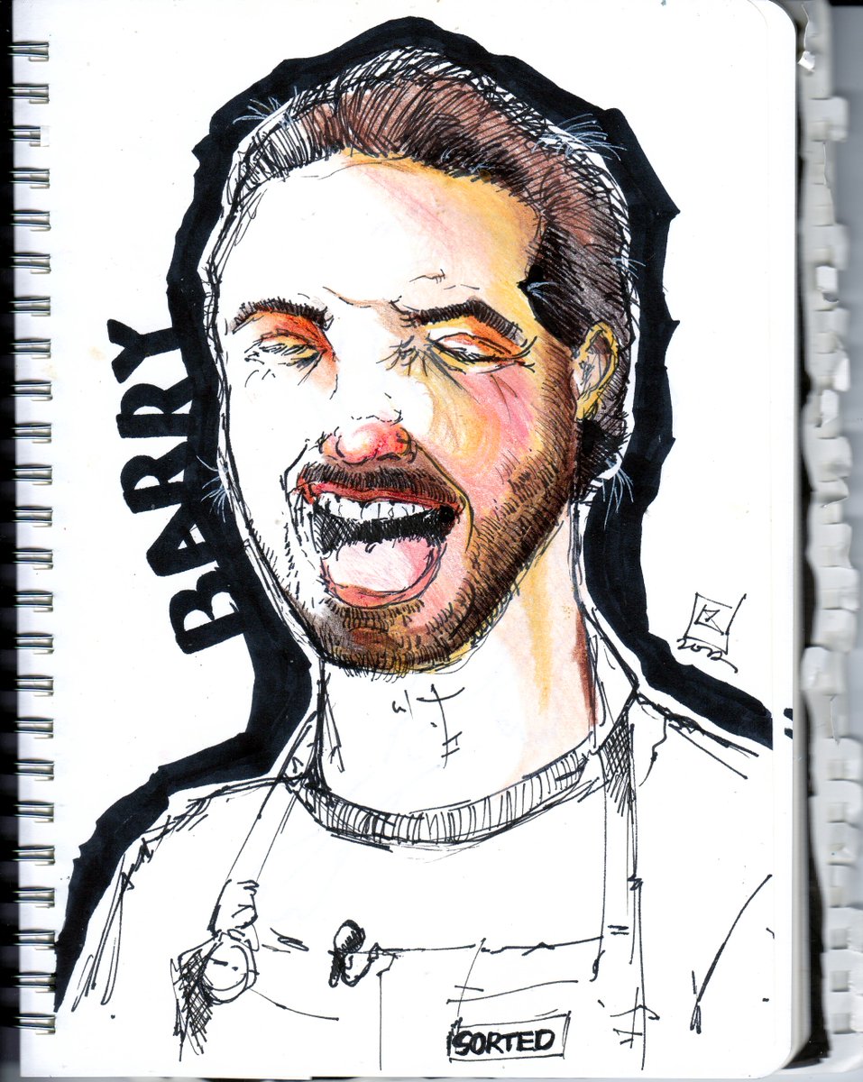 VexingLex's tweet photo. @whatbarrysdone of @sortedfood!
Ink and @kohinoor_hardtmuth colored pencils on paper.

#haveyouartedtoday #sortedfood #portrait #art #love #life #drawing #sketching #barrytaylor #coloredpencils https://t.co/s0J2zWGGvQ