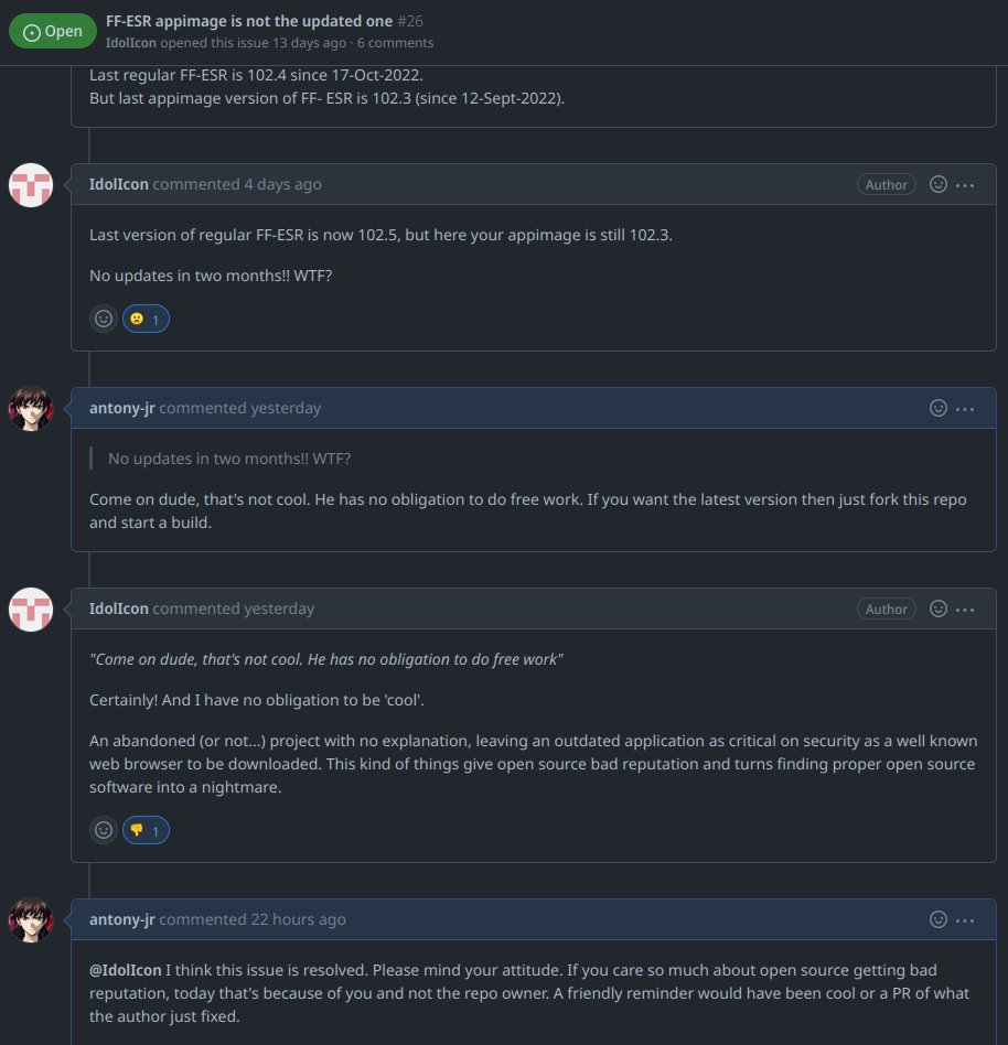 nixcraft's tweet photo. Reason Why Open Source Maintainers Quit https://t.co/HkdjK7hLl4 Be nice. https://t.co/03NUy3Nn7Y