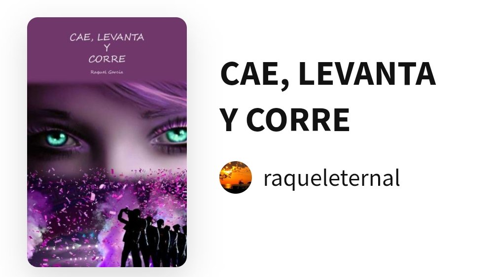 Cae, levanta y corre

Una novela que te hará sentir, una montaña rusa de emociones. Natalia, una joven a punto de tener todo lo que desea en la vida, con una vida perfecta, ...

#literatura #romantico #LibrosRecomendados 

wattpad.com/story/32621744…