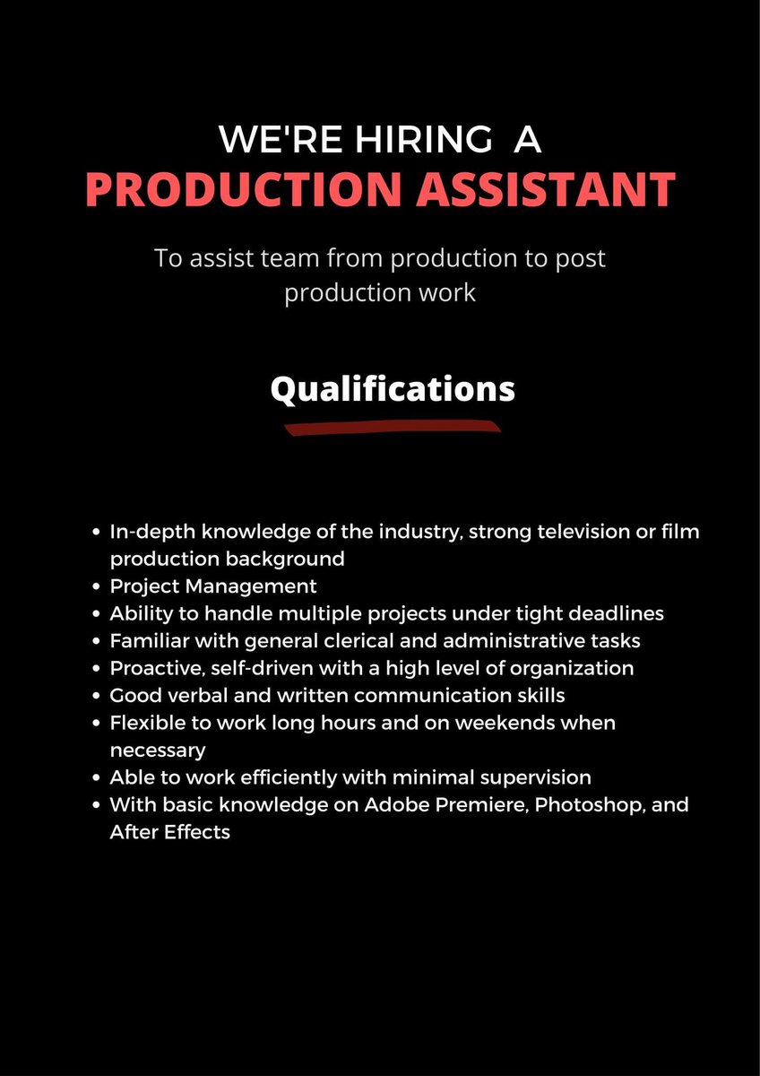 PROBE is looking for an assistant archivist and production assistant who are interested in working in documentaries for TV and digital platforms. Interested applicants may email their CV and cover letter here: probeadmin@probe.ph We will start screening applicants ASAP.