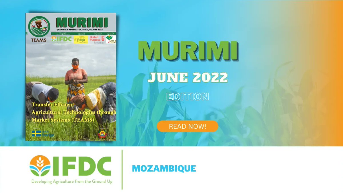 MURIMI is a quarterly newsletter, presented by the Transfer Efficient #Agricultural Technologies through #MarketSystems (TEAMS) program. It narrates the program's progress through the voices of target beneficiaries, mainly #farmers.

Discover more here: ifdc.org/projects/trans…