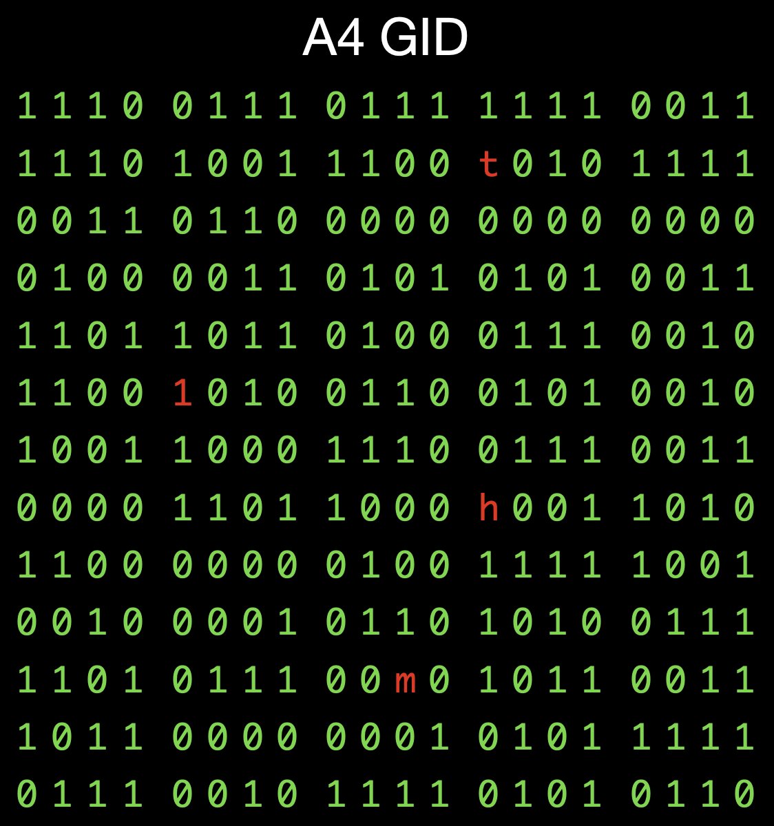 axi0mX's tweet photo. Amazing work. 👏

A4 GID key was not revealed in the talk, but if you look closely at @tihmstar's t-shirt, there are 260 characters. 🧐

That is an easter egg! Remove 't1hm' and you get the A4 GID key. 🤯

e77f3e9c5e6c00086aa7b68e58994a639cc360d6027c90b53eb8b3b015f72f56 https://t.co/VeNT01k8rl