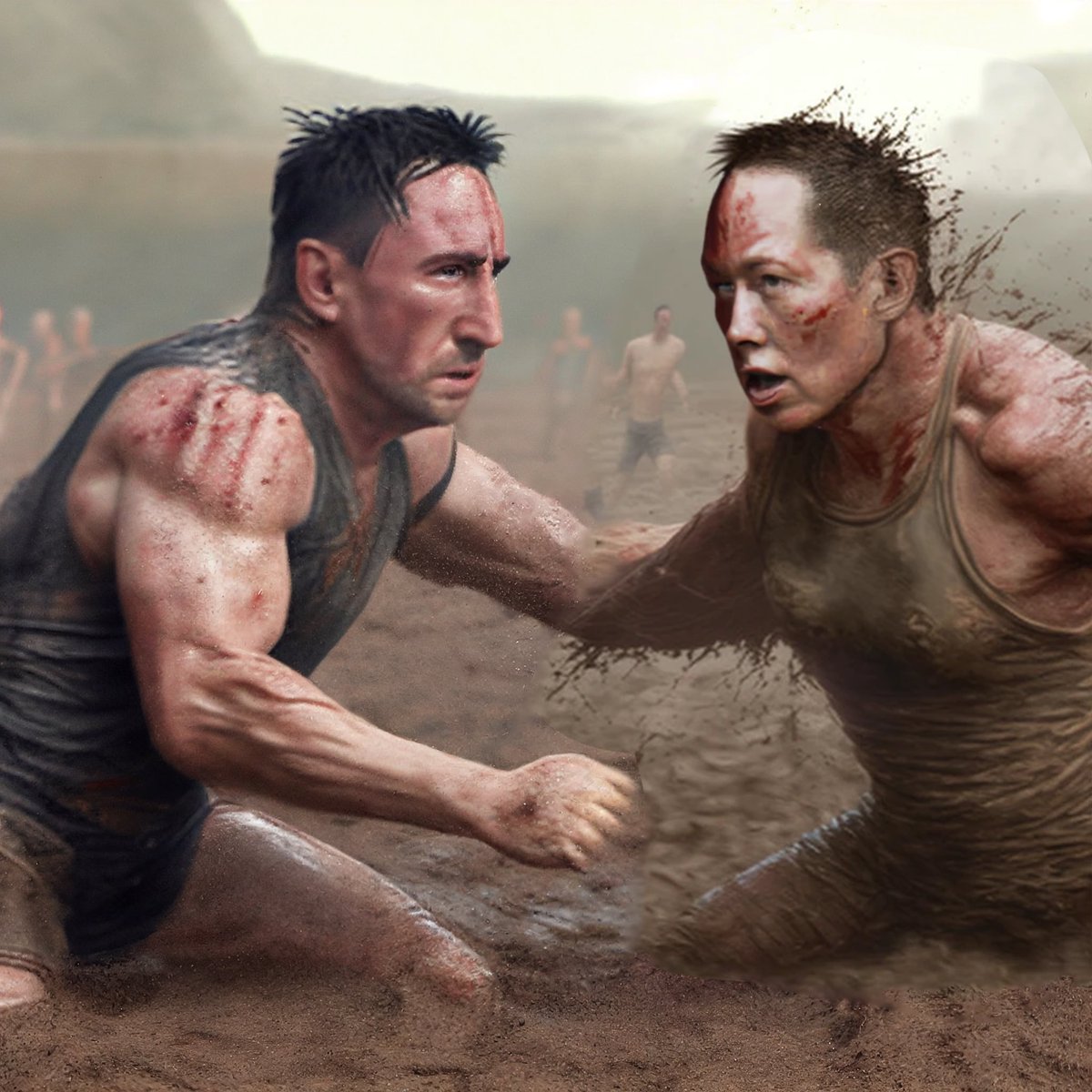mishasgeorge's tweet photo. Trent Reznor and @elonmusk in a mud wrestling match
#aiart #trentreznor #elonmusk #nineinchnails #downinit #teamtrent https://t.co/lWjmDgiBt9
