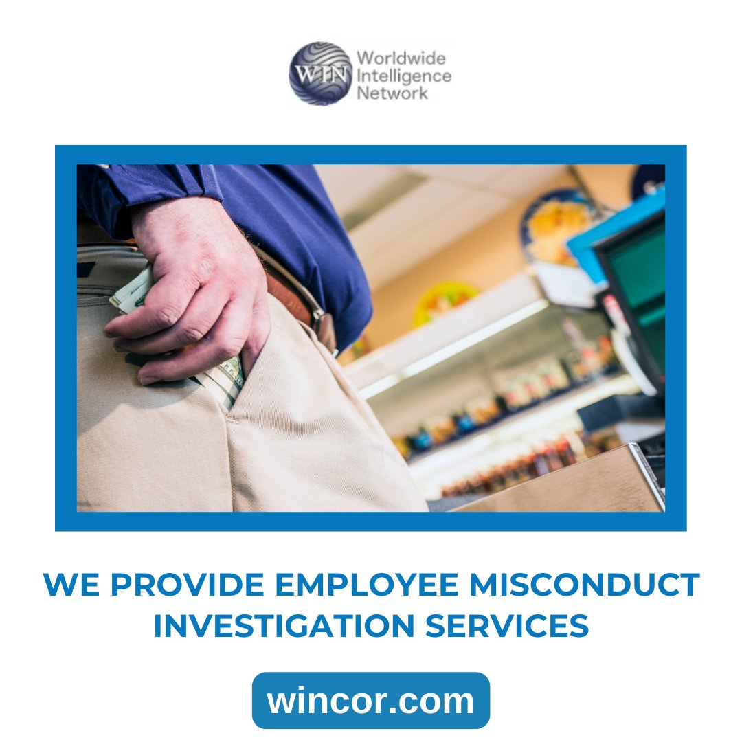 WincorServices's tweet photo. Employee misconduct investigations services is what we provide to business owners to stop theft that hinders productivity levels, company morale, and the safety of the overall work environment.

💻 https://t.co/qiQxbp15F3
📞 (877) 885-5220 https://t.co/i31woRiRfp
