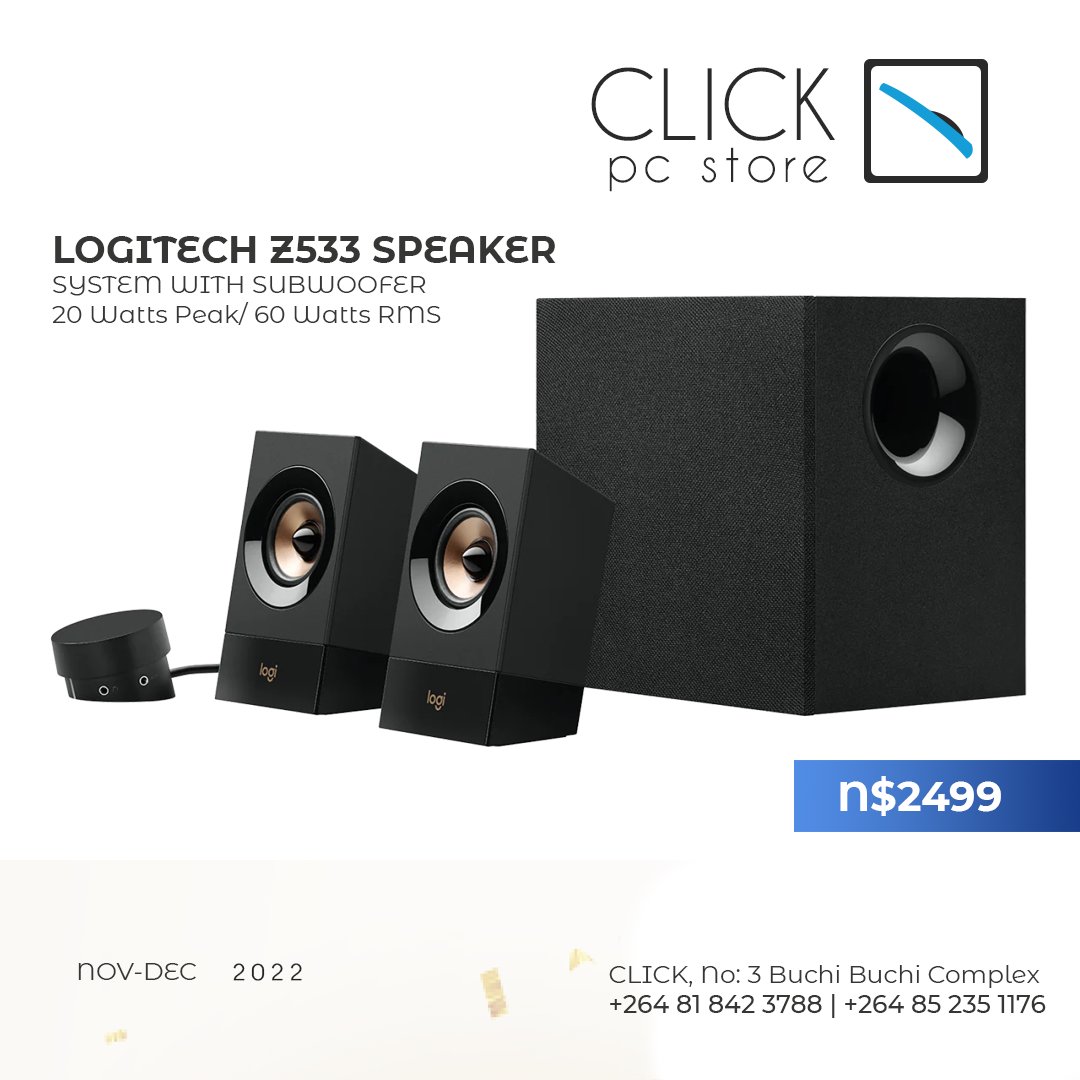 clickpcstore's tweet image. Enjoy Christmas 🎄 with Proper Sound with the #Logitech Z533 speaker system.
 also available📍Nkurenkuru