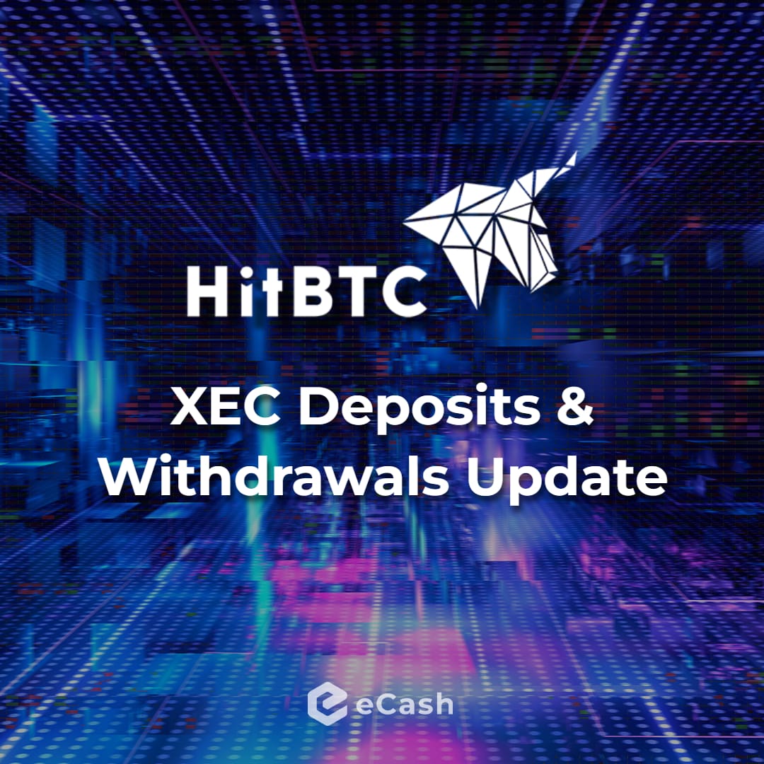eCash's tweet image. 📣 Good News! eCash $XEC deposits and withdrawals are now open on @hitbtc. ✅😊

🔗 scorecard.cash/exchange/hitbtc

#XEC #HitBTC #eCash #Crypto